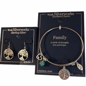 NWT silver earring and bracelet set